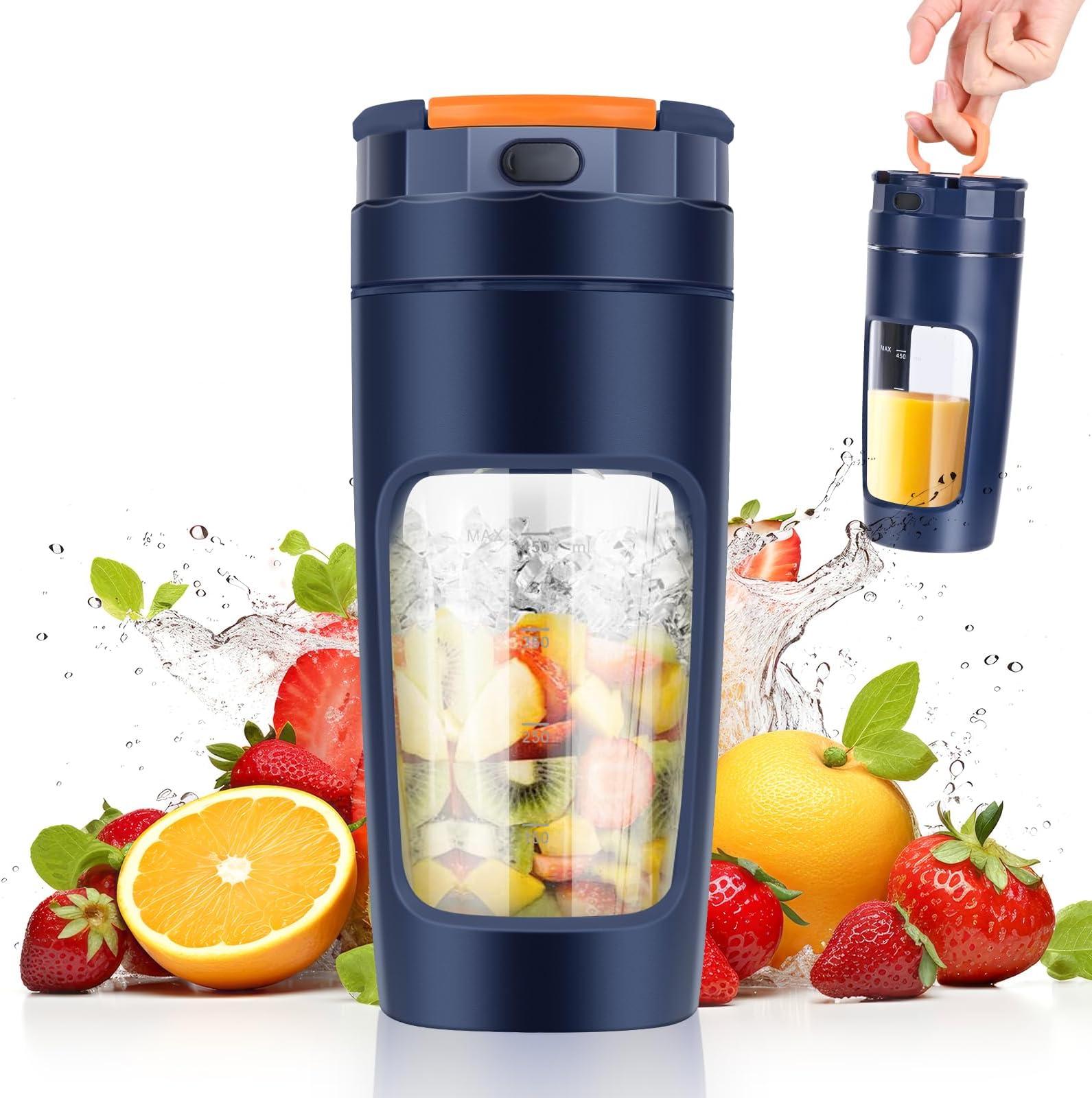 Mixeur Portable Rechargeable 700ml - Type-C, 12 Lames, Broie La Glace, Smoothie, Milkshake, Sans Fil