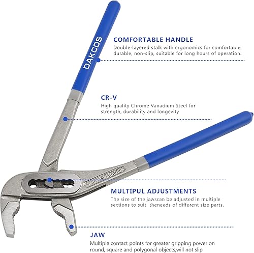 Miniatura 4 de Alicates para bomba de agua, cómodos alicates de diseño de ranura dentada para tornillo para conector para tuerca de 8 pulgadas Cr-V
