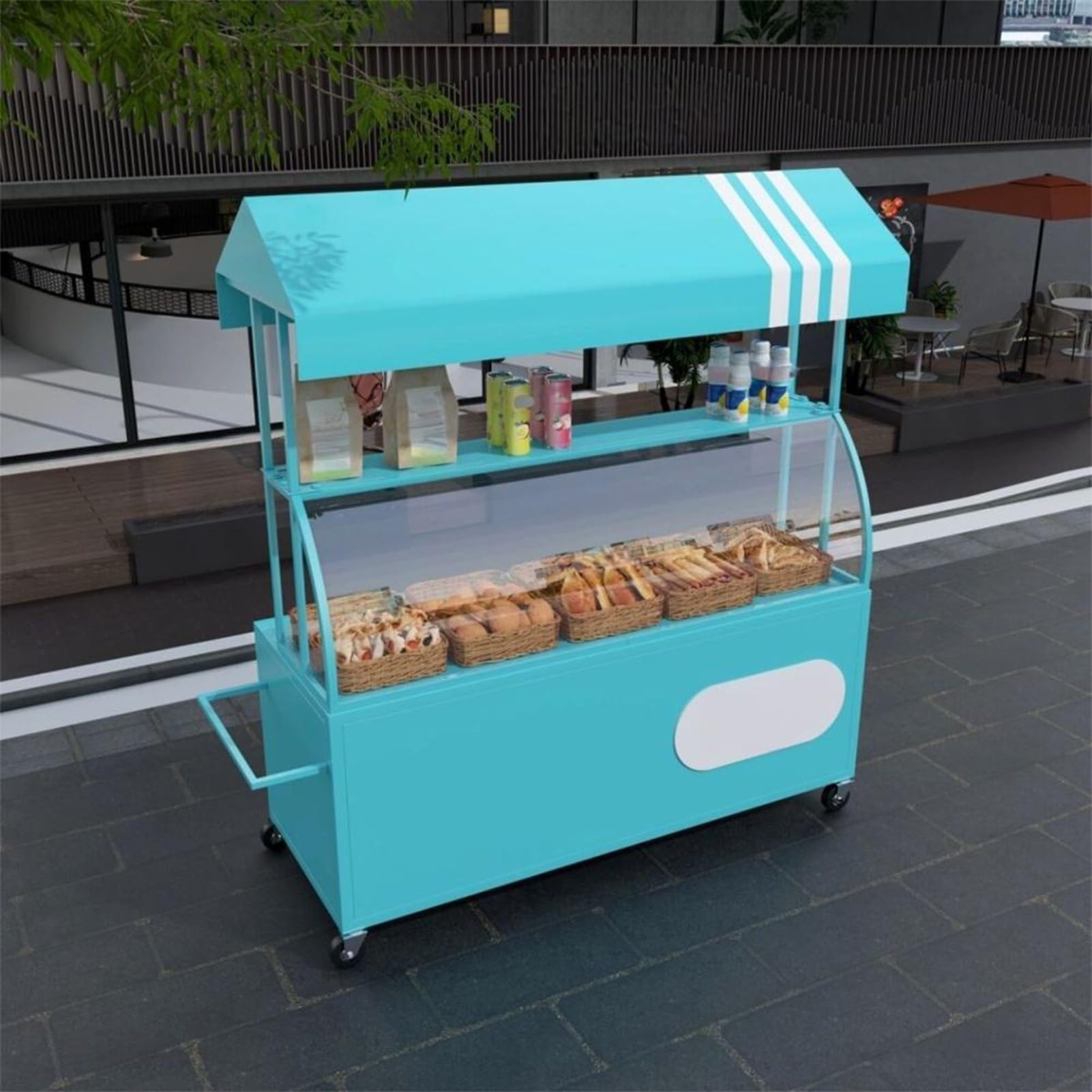 le Carrello alimentare con baldacchino Venditore stradale Espositore per eventi Rimorchio alimentare portatile per catering all'aperto Accessori per camion alimentari Installazione bancarella del