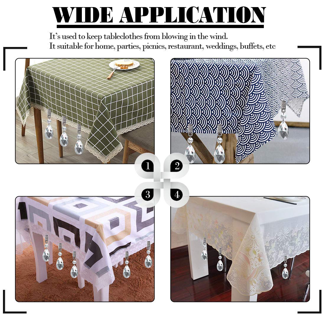 Poids De Nappe AVLA Lot De 6 , Pendentif En Tissu Lourd Avec Clips Poids Nappe