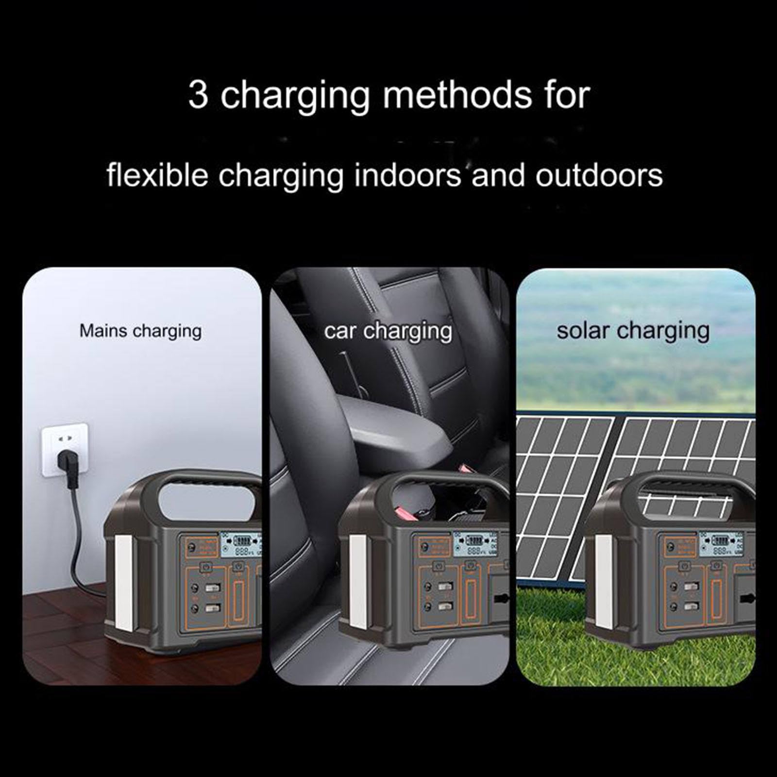 Estación de energía portátil, batería de 24000 mAh con 100 W de CA, Salida de Cargador USB, generador Solar para Exteriores, Camping, Pesca y picnics.