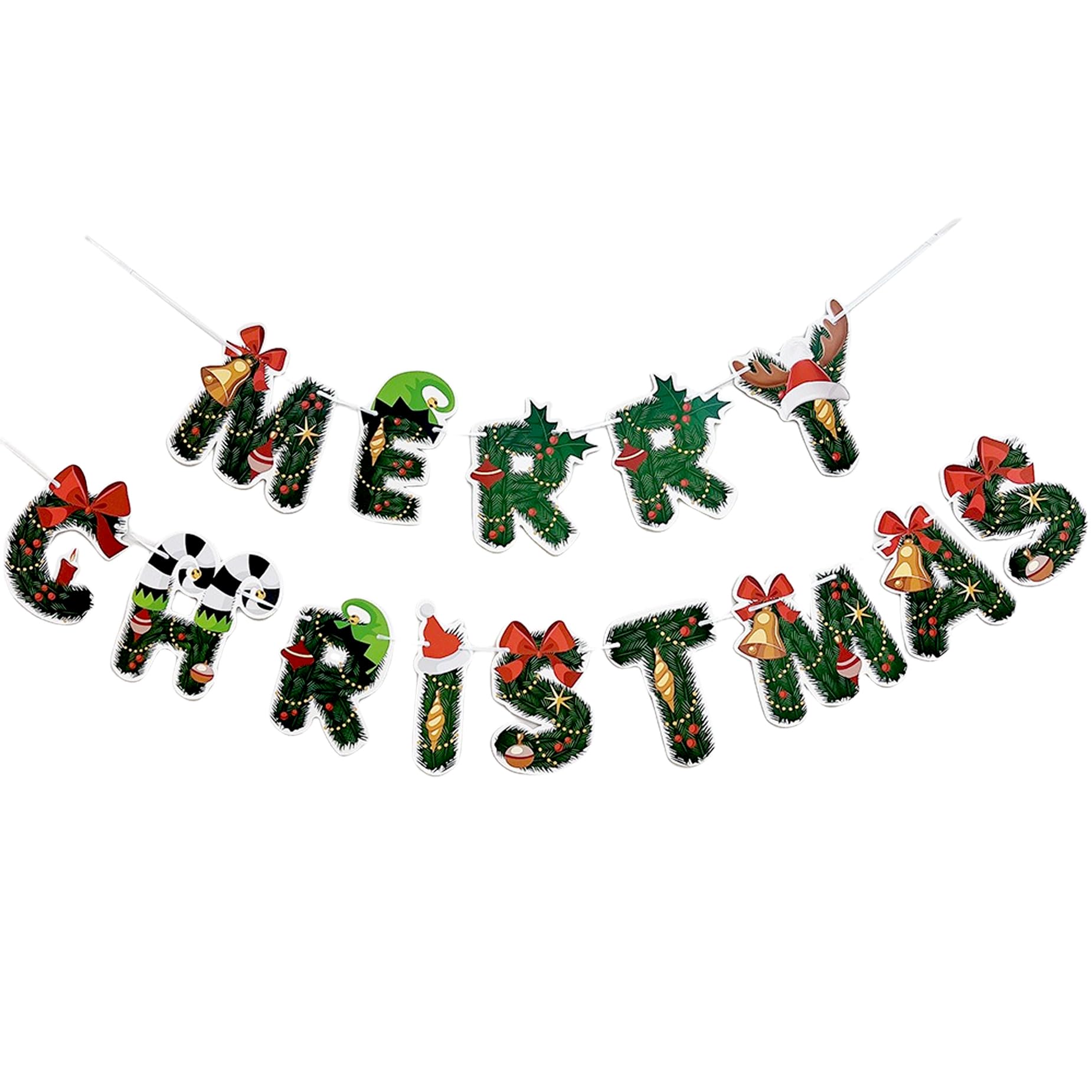 MPRVAKYF Merry Christmas Banner Green Christmas Banners Xmas Hanging Decorations Merry Christmas Decorations