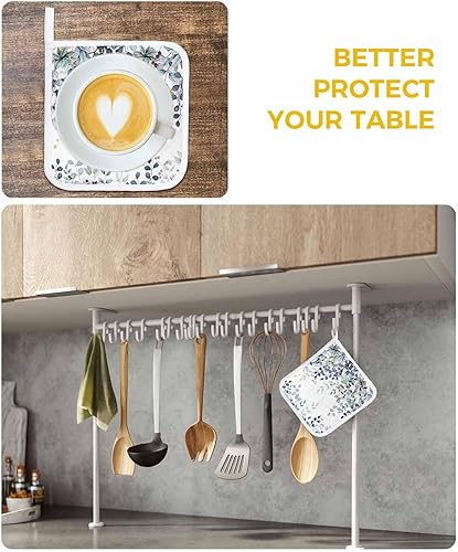 Miniatura 6 de 4 Packs Multi Eucalyptus Leaves Pot Holders Sets for Kitchen,Oven Pan Plate Bowl Pads Heat Proof Mat with Hanging Loop,Terry Cloth Potholders Soft