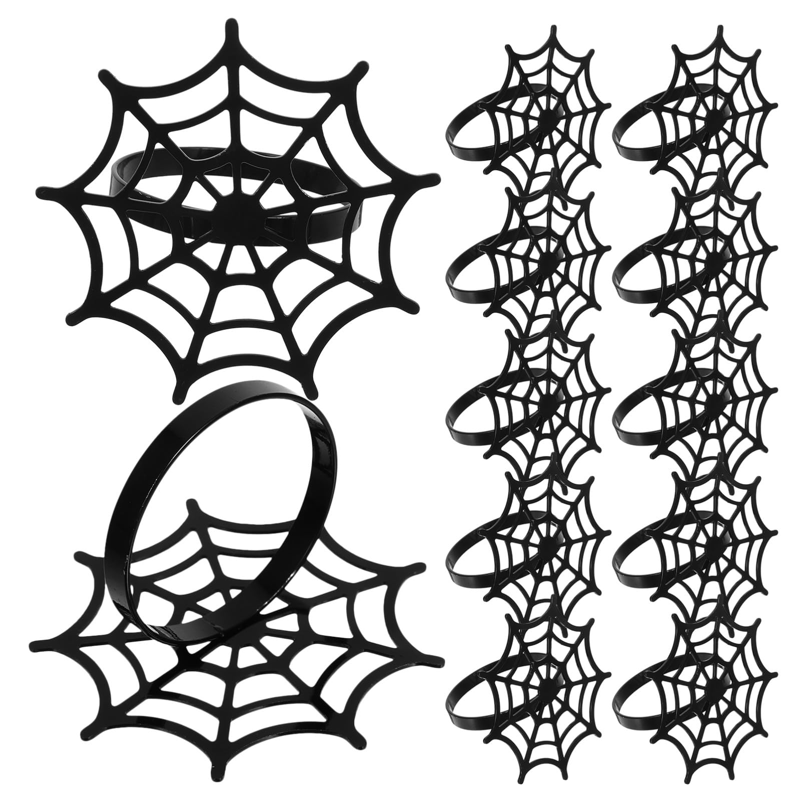 PRETYZOOM 24 Pezzi Portatovaglioli Halloween in Metallo Ragnatela Nera Portatovaglioli Autunnali Regolabili per Tavola Feste di Halloween e Ringraziamento Decorazioni Tavola per