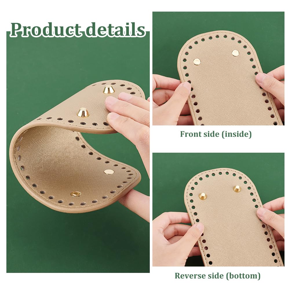 Kit Per Fare Borse All'Uncinetto - Fondo Ovale In Pelle PU 18x8 Cm E 2 Manici In Legno A D, Per Borse Fai Da Te