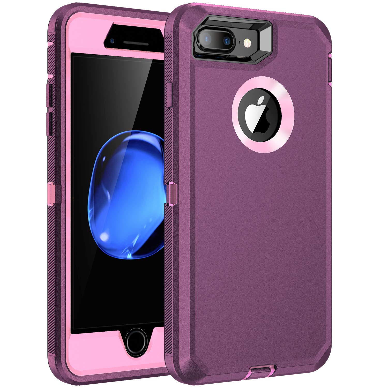 RegSun for iPhone 8 Plus,iPhone 7 Plus Case,Built-in Screen Protector, Shockproof 3-Layer Full Body Protection Rugged Heav...
