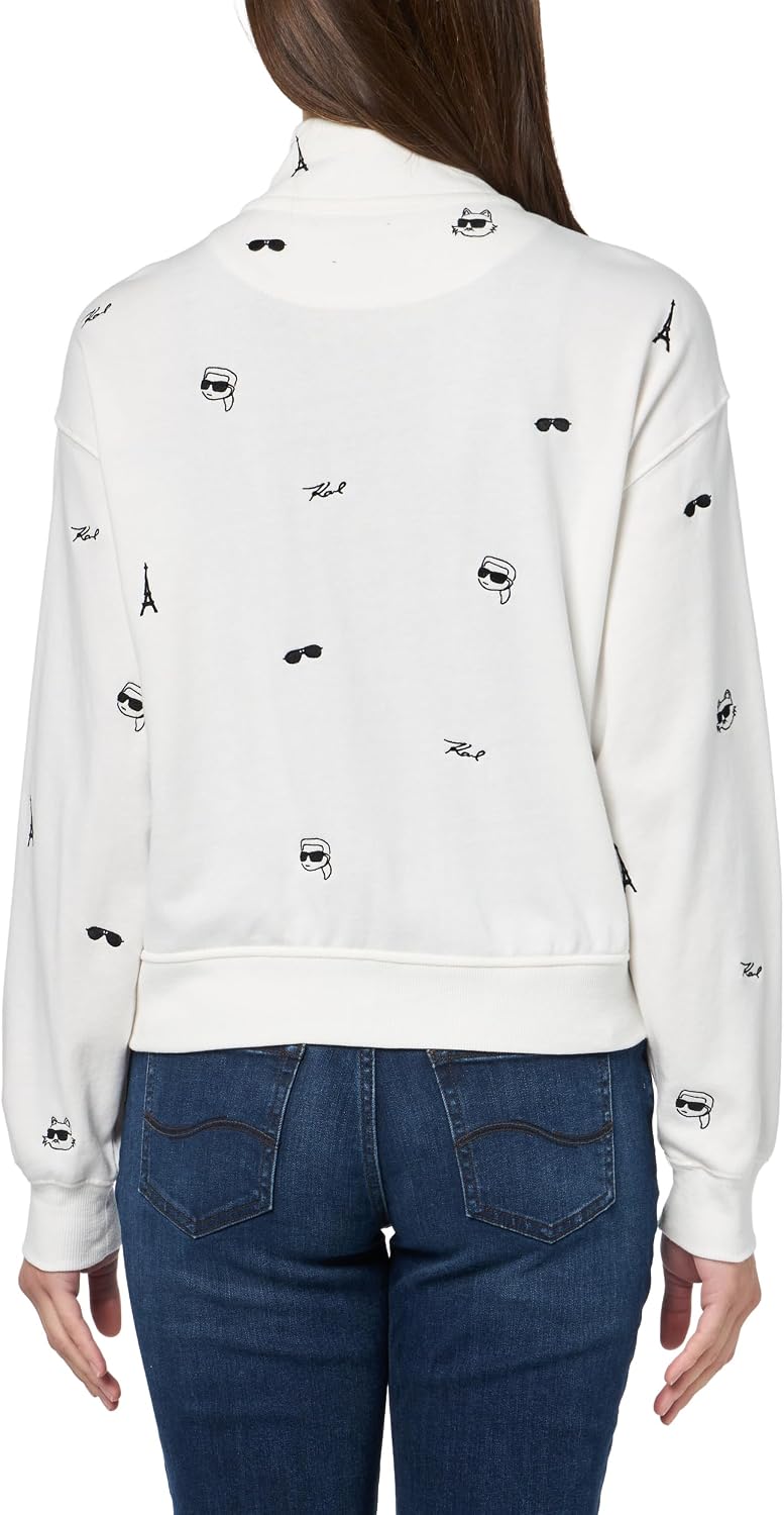 KARL LAGERFELD Women's Athleisure Sporty Allover Logo Jacket