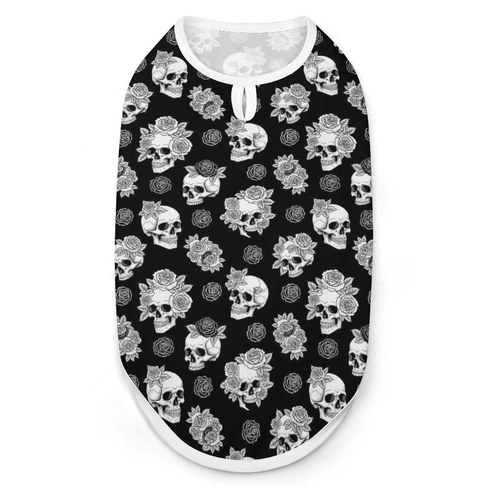 Soft Breathable Dog Shirt Vest Lightweight Sleeveless Tank Tops Black Rose Skull Floral Dog Tee Shirts for Small Medium Cats Dogs (L)