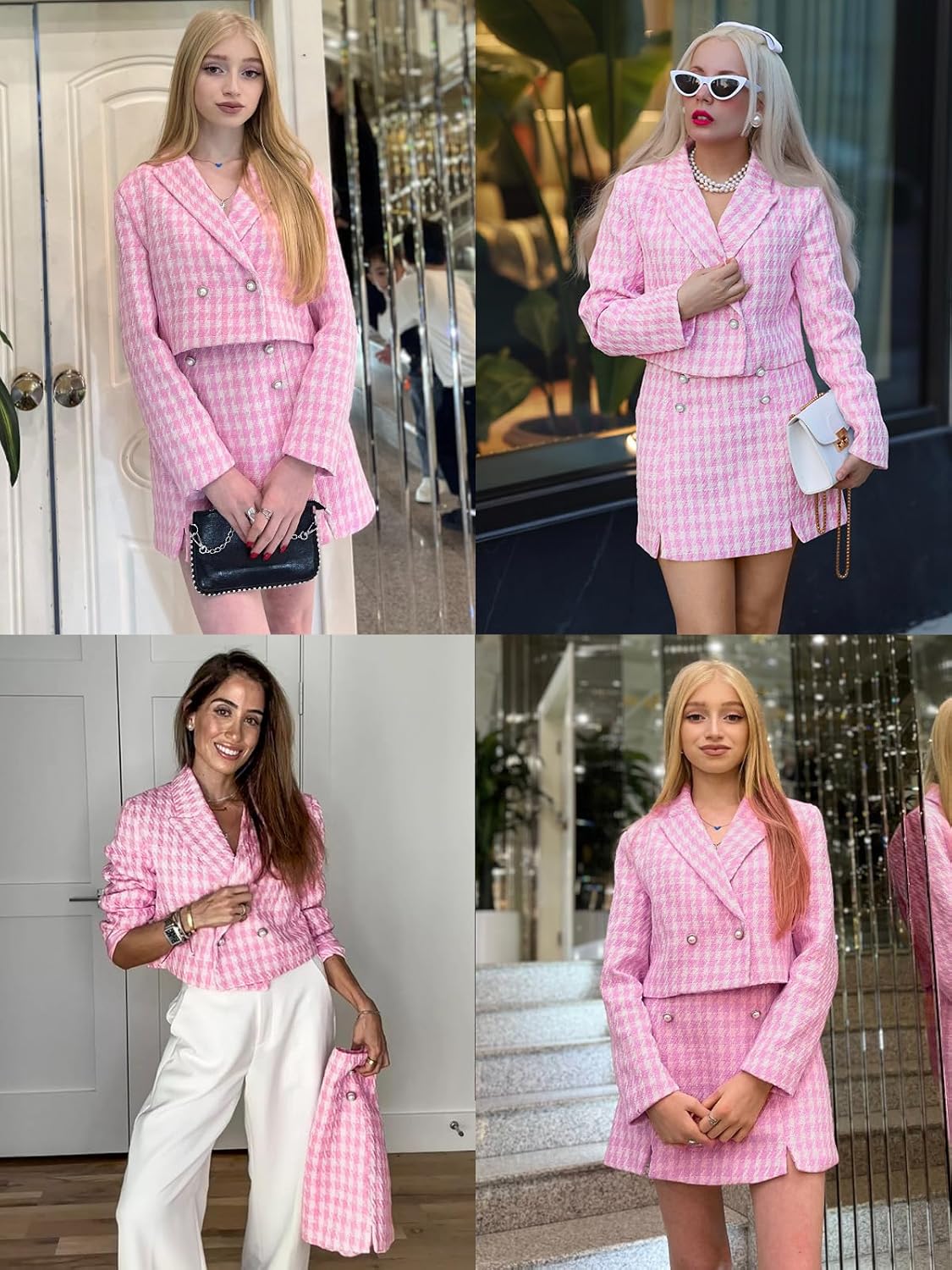 Cicy Bell Womens Cropped Tweed Blazer Sets 2 Piece Outfits and Mini Skirt Sets Business Casual Suits - Image 6