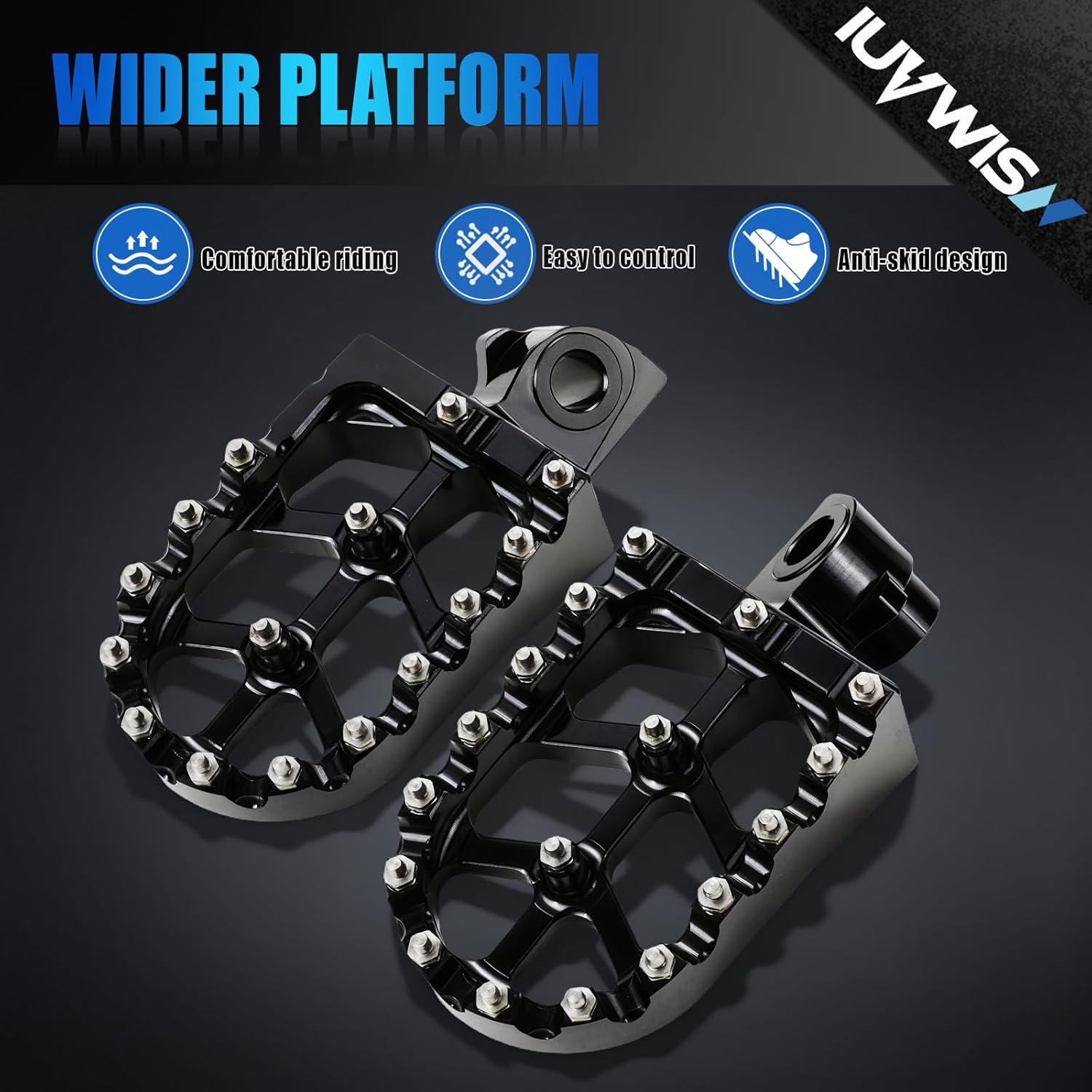 Electric Dirt Bike Foot Pegs CNC for ETM RTR/Lite Black, 7075-T7 Aluminum Alloy | Wider Anti-Skid Platform | Anodized Finish | Direct Fit | Easy Installation Etmrtr Footpegs Rest Pedal