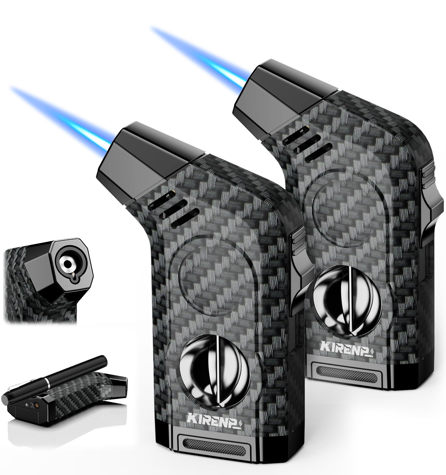 All-in-one Torch Lighter with Multifunctional Accessory, Holder, Powerful Jet Flame, Gifts for Men, Windproof Lighters, Refillable Butane Lighter for Candles, Travel (2 Pack)-image-37
