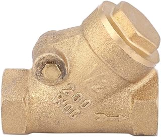 Check Valve NPT 1/2 inch Thread Brass Check Valve Y-Type one-Way Check Valve 1.6Mpa for Water Gas, 1.6 MPa Check Valve Type Y NPT1 / 2 "