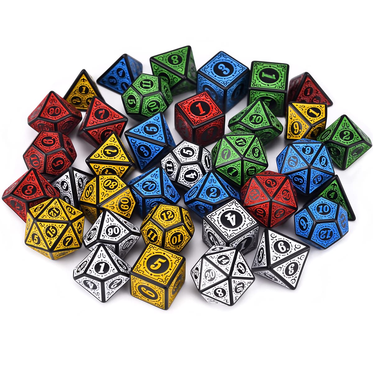 Dados 6 Sets Polyhedral 7-Die Rune Dice D4-D20 con Bolsa for DND RPG Juegos de Aventura de Guerra Dado Gigante (Size : D)