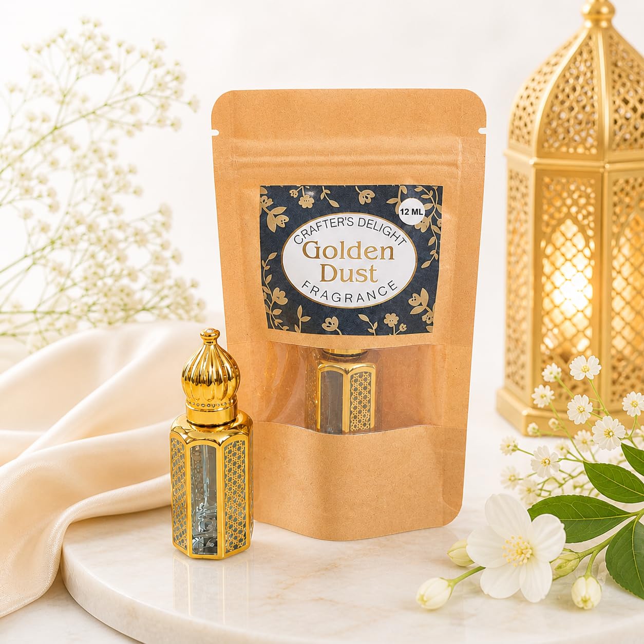 Experience timeless elegance with Golden Dust Attar, a luxurious unisex fragrance designed for both men and women. Crafted with a rich blend of warm, sweet, and woody notes, this alcohol-free attar delivers a smooth, long-lasting scent that enhances your presence all day long.-image-9