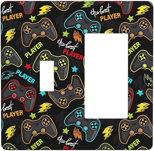 Vista 214 de Placa de pared con interruptor de luz de doble interruptor de pared para niños, diseño de dinosaurio, galaxia, espacio exterior, planeta, nebulosa