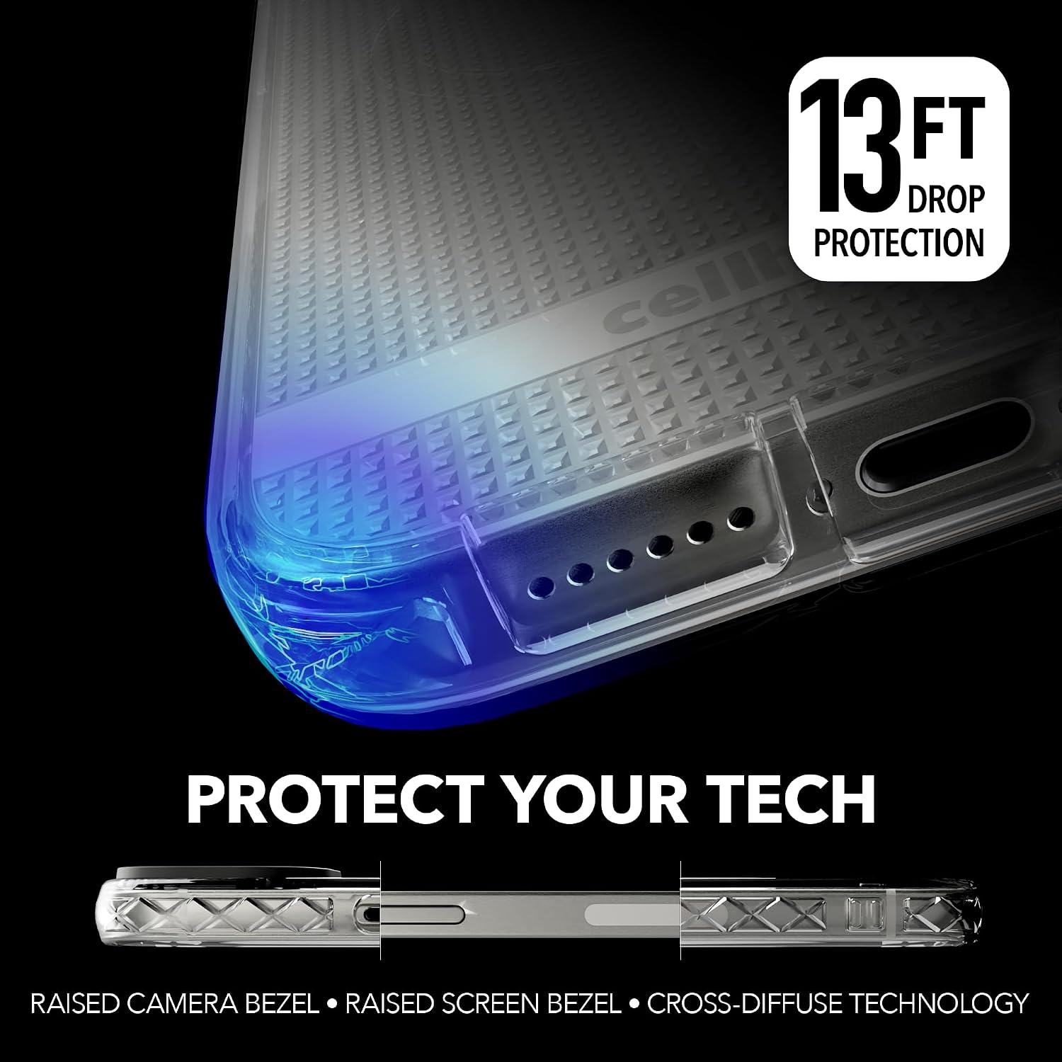 cellhelmet Altitude X Series Phone Case for iPhone 13| As Seen on Shark Tank | in Retail Package Clear