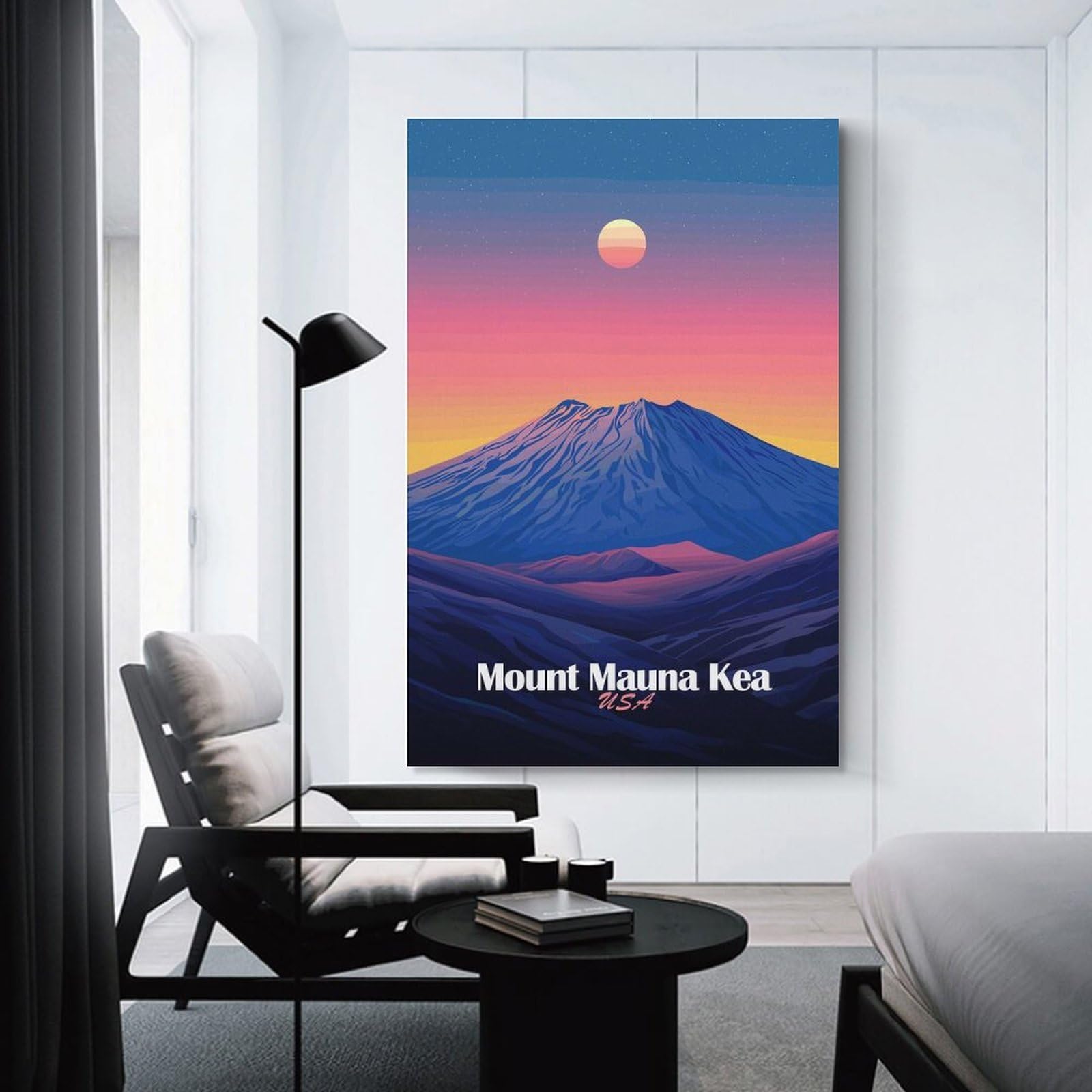 Junmoney Mount Mauna Kea Sunset Canvas Wall Art 24x36inch(60x90cm), for Wall Displays, Bedrooms Or Room Updates, Ideal for Building A Coordinated Art Wall