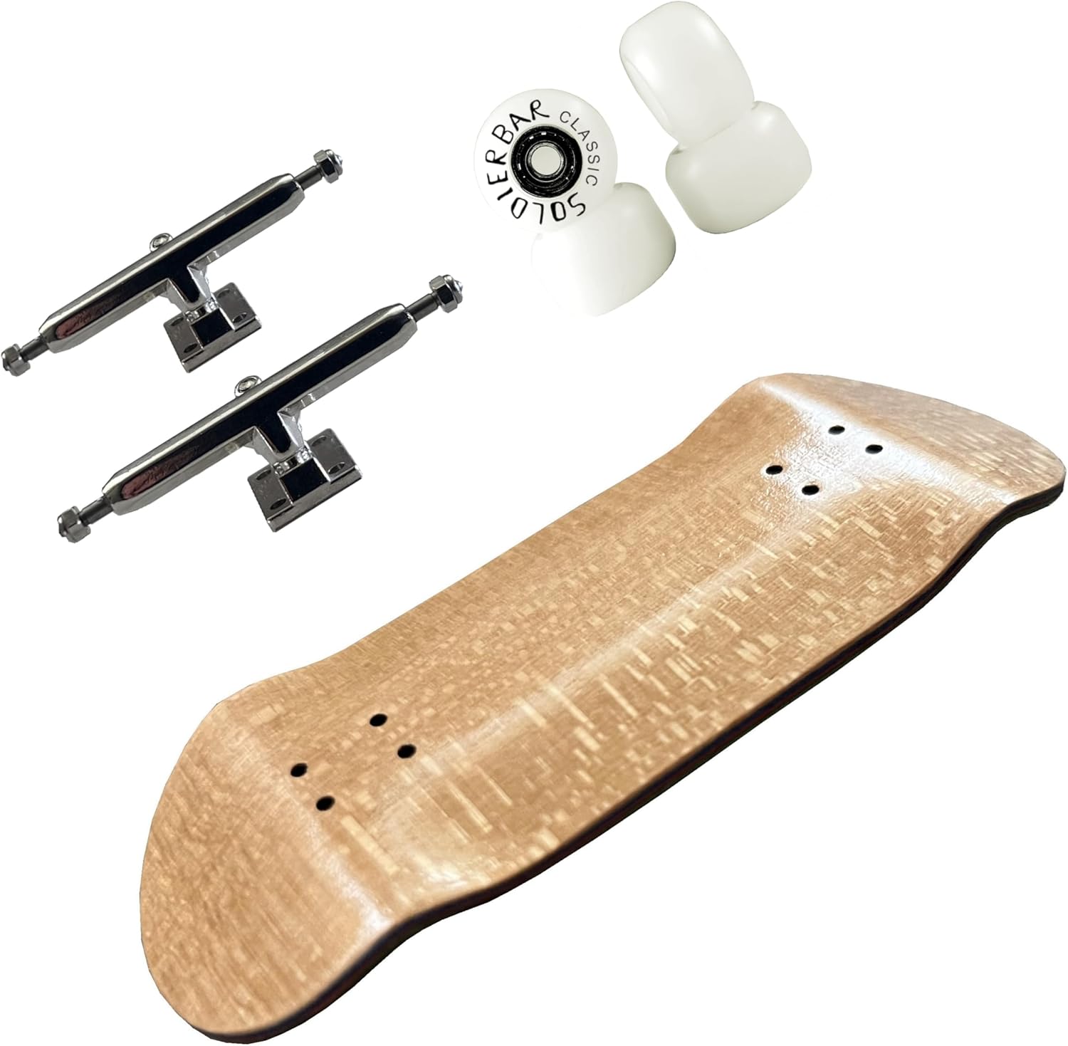 Pro Fingerboard Complete (5-Layer 35mm Deep concave Handmade Maple Deck + Hex (36mm) Truck + Pro Ice Wheels) (Brown)