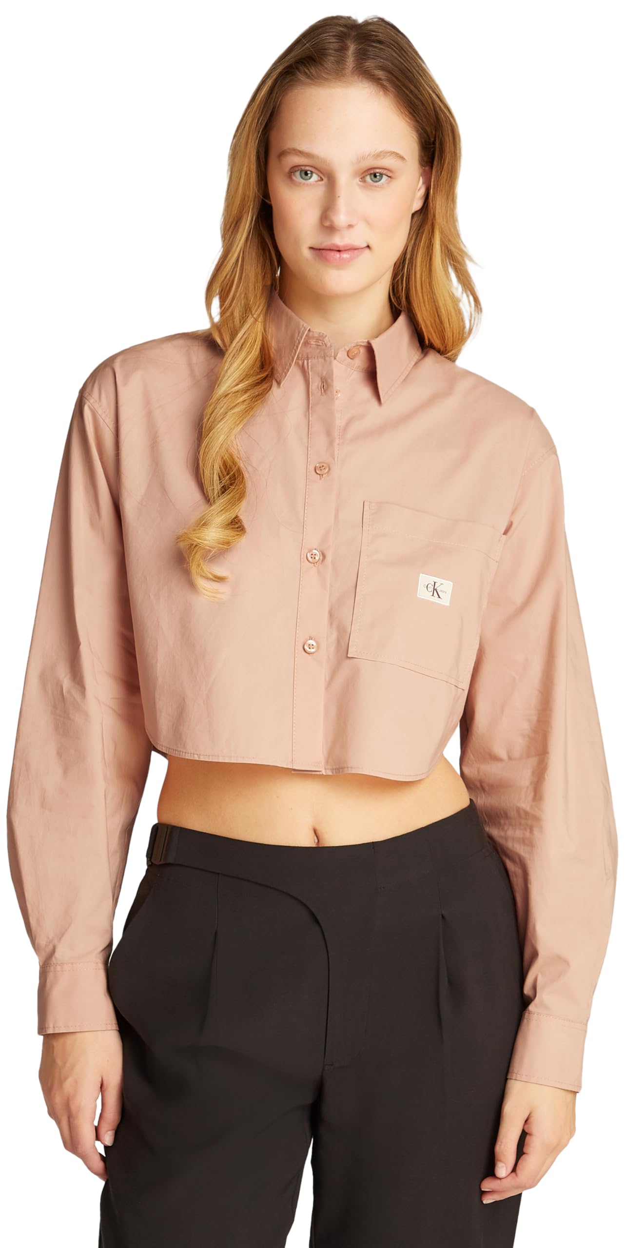 WOVEN LABEL CROPPED SHIRT Gömlek Kadın