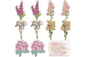 SUNNYCLUE Rainbow Flower Charm: 20Pcs 5-Styles Enamel Flower Bulk Spring Charms Colorful...