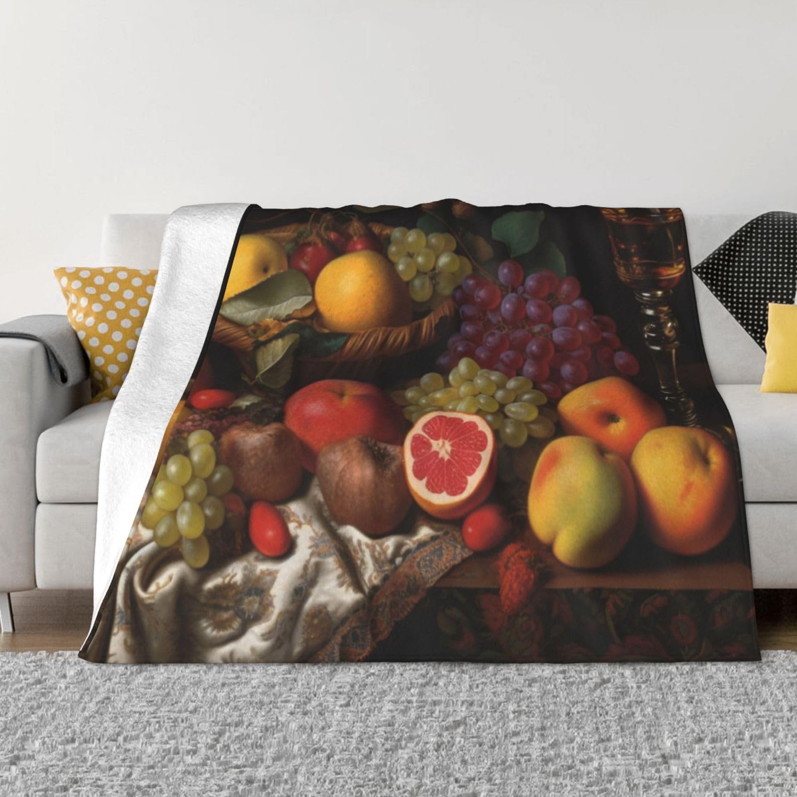 Couverture en micro-polaire imprimé fruits 203x152 cm jeté de canapé chaud