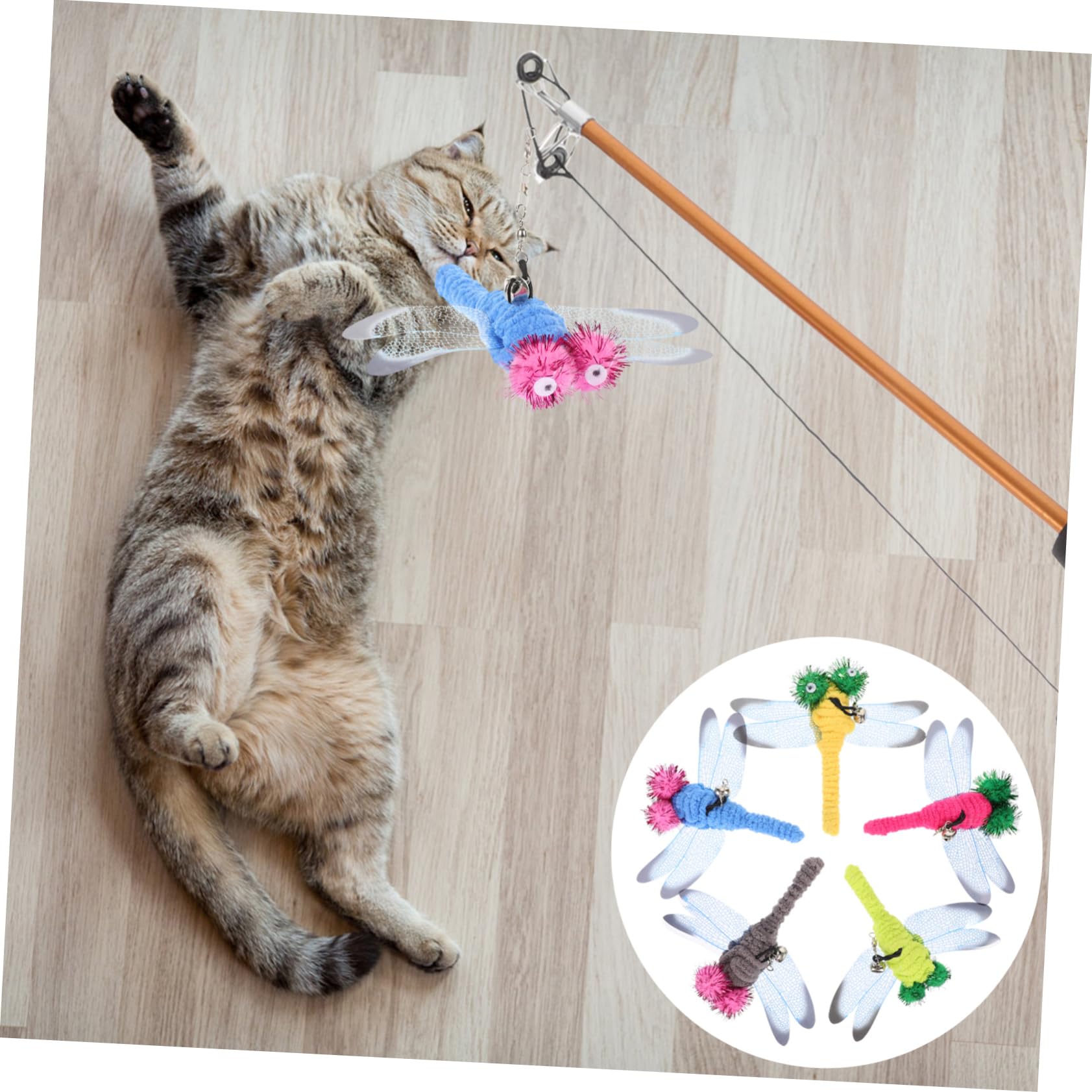 minkissy 15 pezzi Cat Teaser Bacchetta giocattolo coniglio giocattoli sfusi gatto verme giocattolo Cat Toys libellula gatto sostituzione gatto bacchetta allegati coniglietto giocattoli per conigli