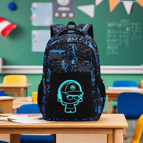 Miniatura 6 de LEDAOU Mochila escolar para adolescentes, niños y niñas, mochila escolar, mochila de viaje, casual, Graffiti Azul Negro, Mochilas Daypack