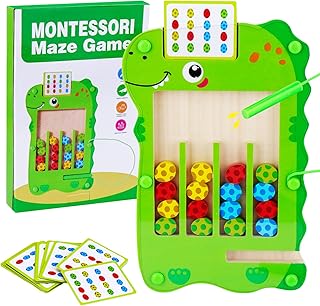 Meetory Montessori Toy from 3 4 5 6 Years, Motor Skills Toy Gift Boy Girl 4-5-6-7-8 Years Birthday Gift Activity Board for Children's Toy Wooden Toy Educational Games Labyrinth