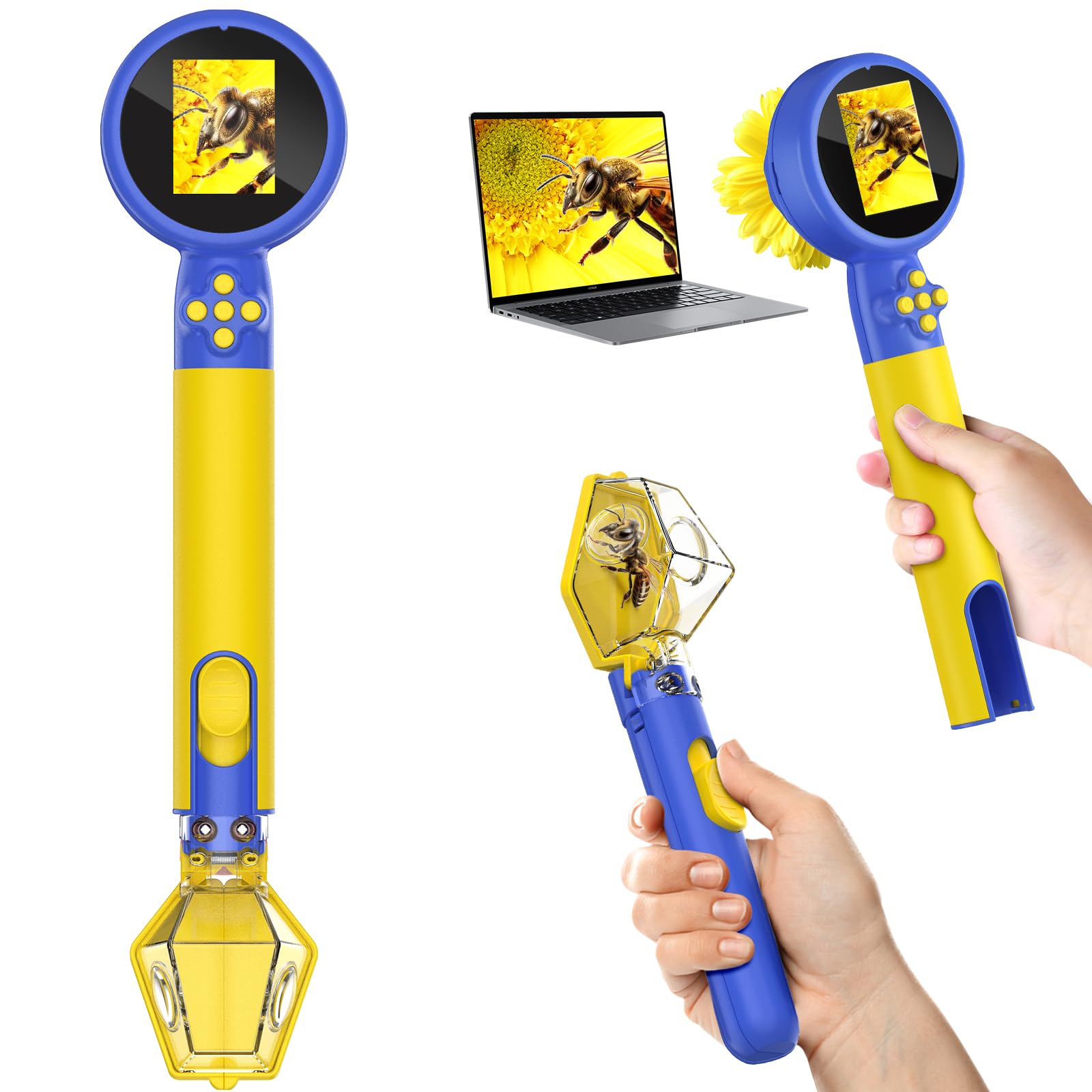 Microscope for Kids with Bug Catcher, 1080P HD Digital Handheld Portable Kids Microscope, 2 in 1 STEM Science Educational Learning Kit Christmas