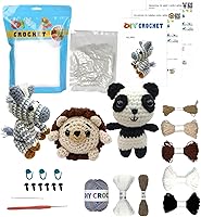 Vista 4 de GZBZTZ Kit de ganchillo para principiantes, kit de ganchillo de animales 3 en 1 con video tutorial paso a paso, gancho, hilo, accesorios