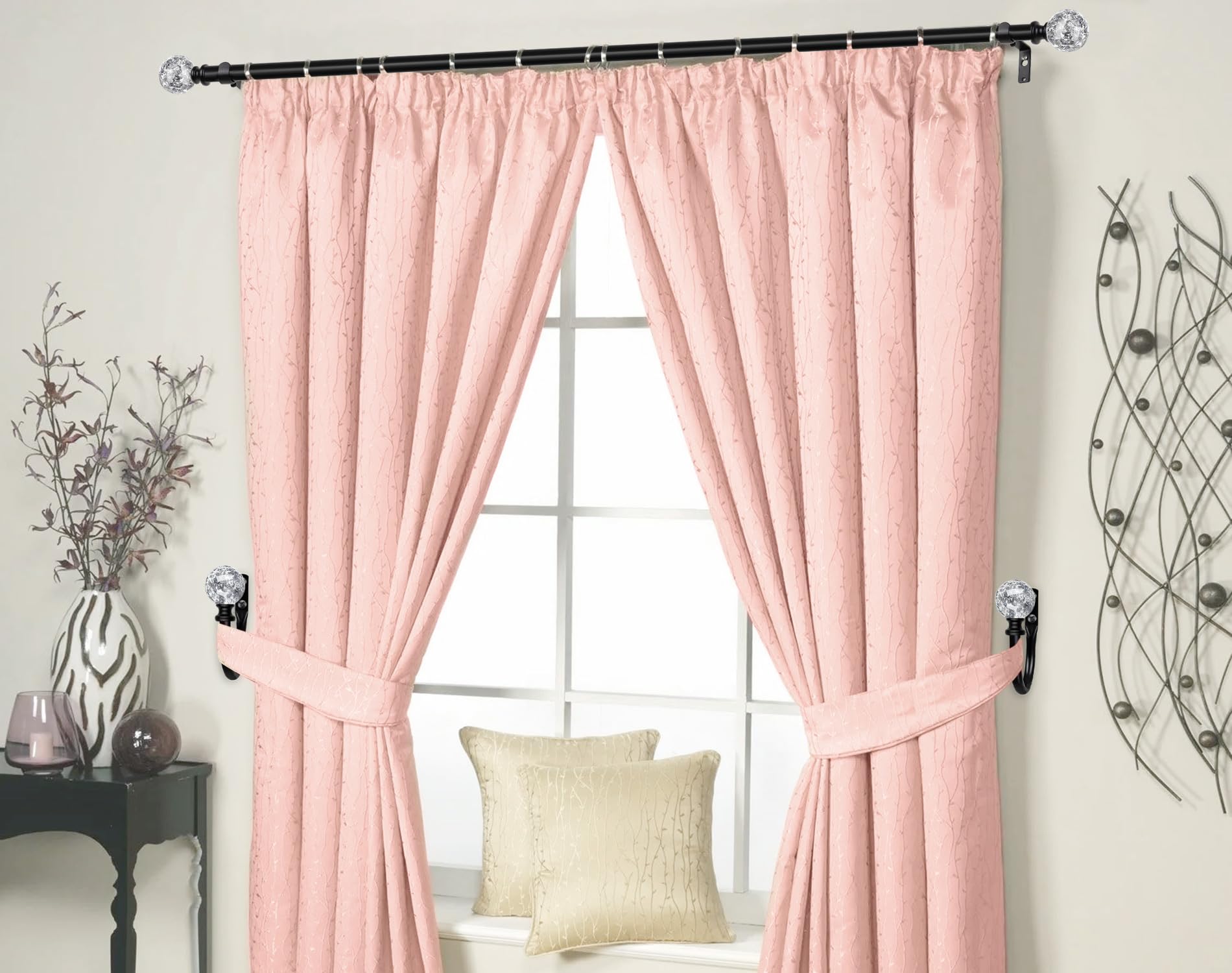 KAMANINA Black Curtain Holdbacks 2 Pack, U Form Crystal Decorative Curtain Holdback - Image 3