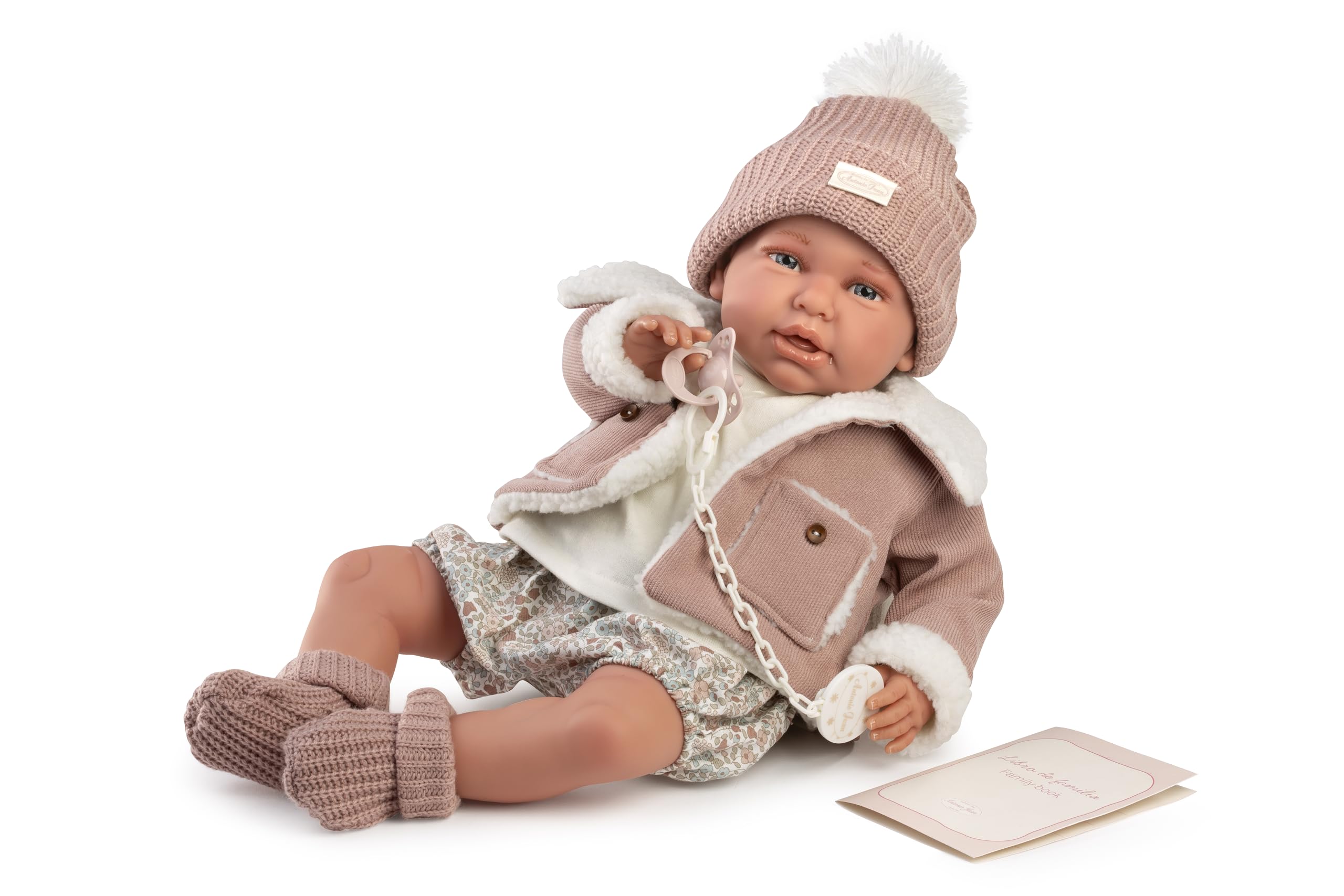 Muñecas Antonio Juan Mi Primer Reborn Daniela con Chaqueta de Borreguito, Muñeca Reborn para Niños, Juego de rol y Cuidado