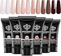 modelones Gel de unhas de poliéster, 6 cores de tons de pele nude, rosa, neutro, marrom, conjunto de gel de poli extensão, manicure, design faça você mesmo, arte de unhas, salão de beleza, presente de