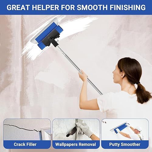 Miniatura 2 de Juego de cuchillas de desnatado para paneles de yeso, hoja de desnatamiento de 12 + 22 pulgadas + 32 pulgadas con mango de extensión, cuchillo de