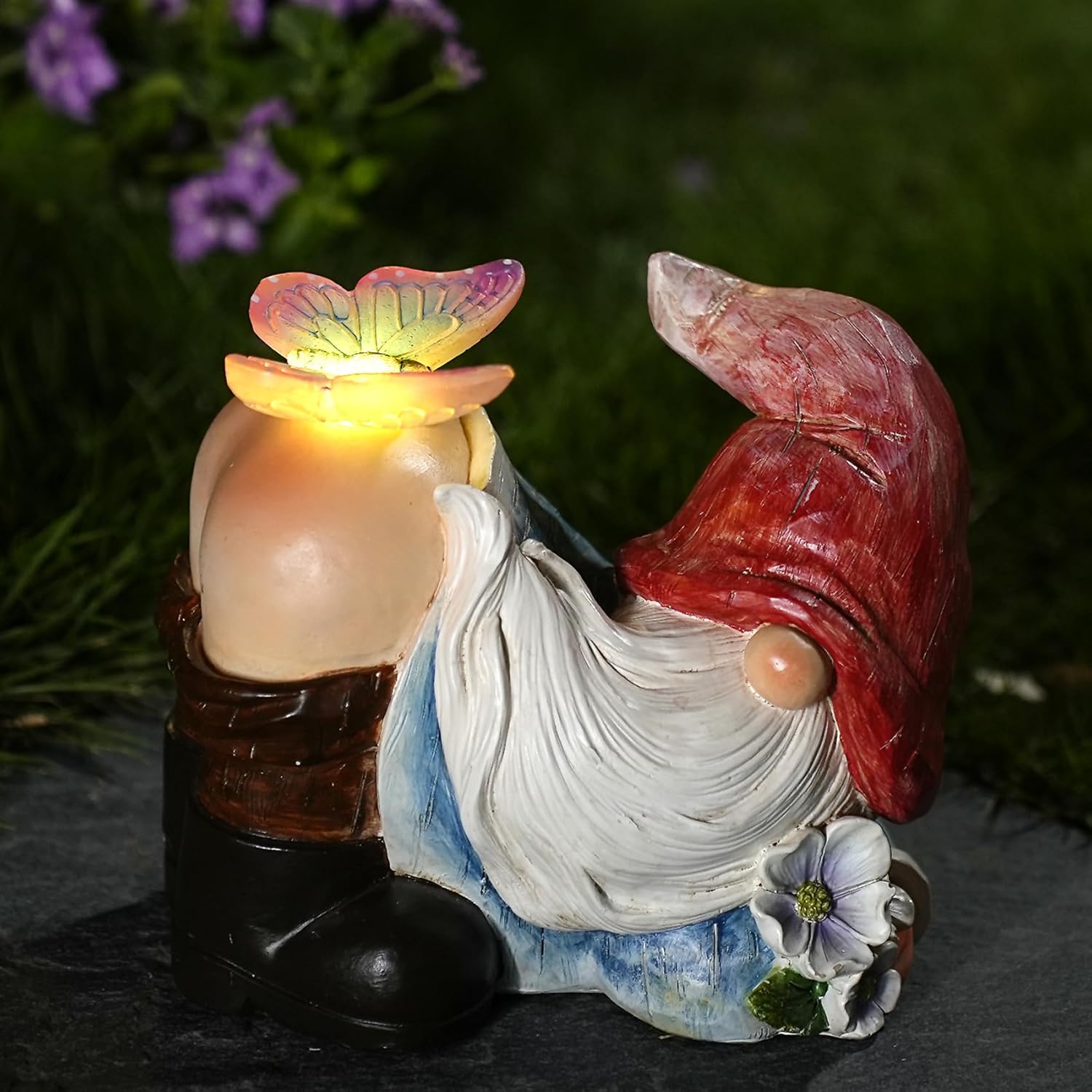 Gnomes Garden Decor Solar Led Lights Outdoor Funny Gnome Decor with Butterfly Waterproof for Home,Yard Art,Gardening Gifts for Women - Image 7