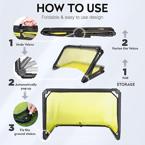 Miniatura 7 de Portería de fútbol configurada en 1 segundo desplegable, portátil y ligera, redes de fútbol plegables de 36 × 24 para niños y jóvenes