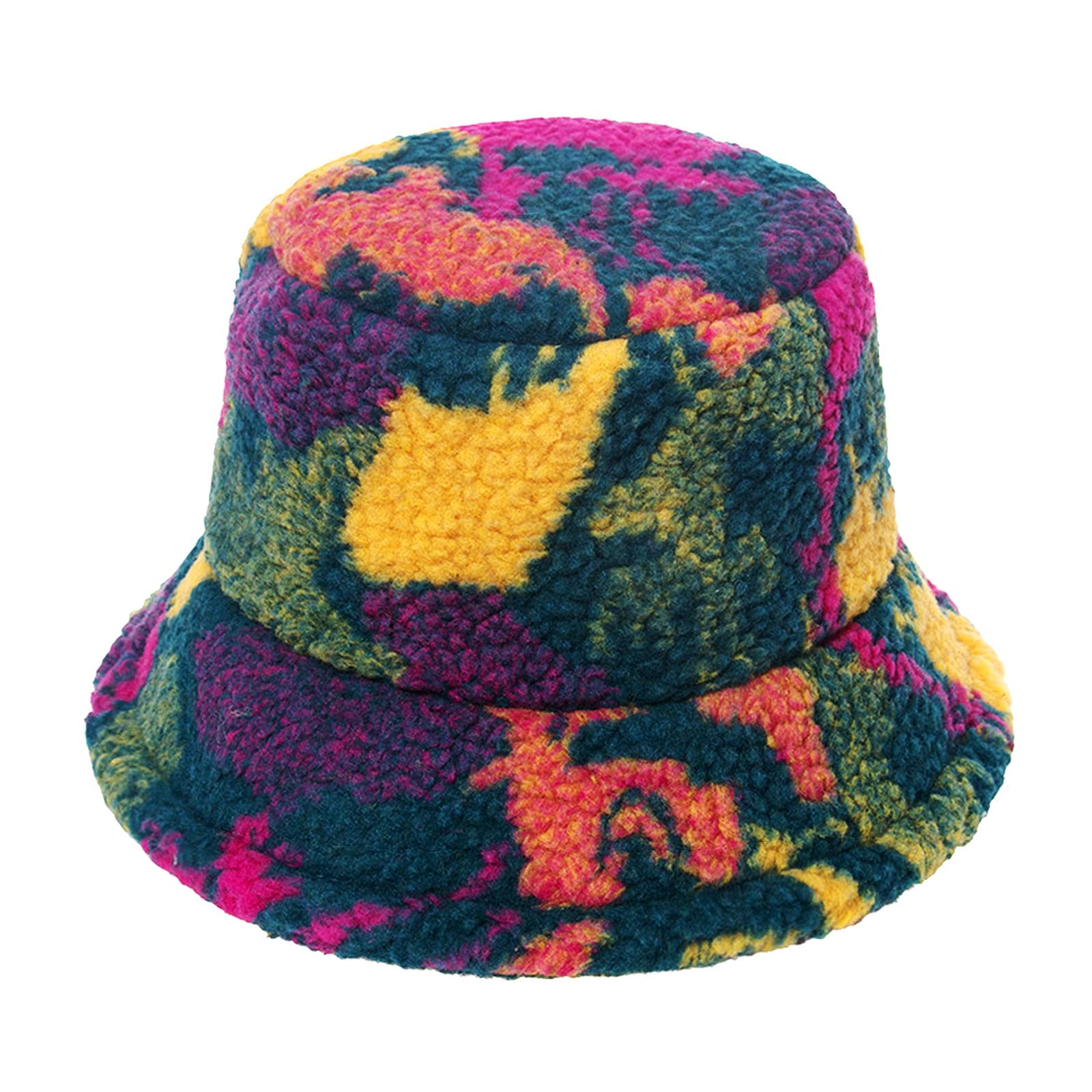 Niceyea Women's Multicoloured 1 Unisex Winter Bucket Hat Fluffy Fisherman Hat Faux Fur Hat Fuzzy Furry Warm Hat Christmas New Year Gift For Men