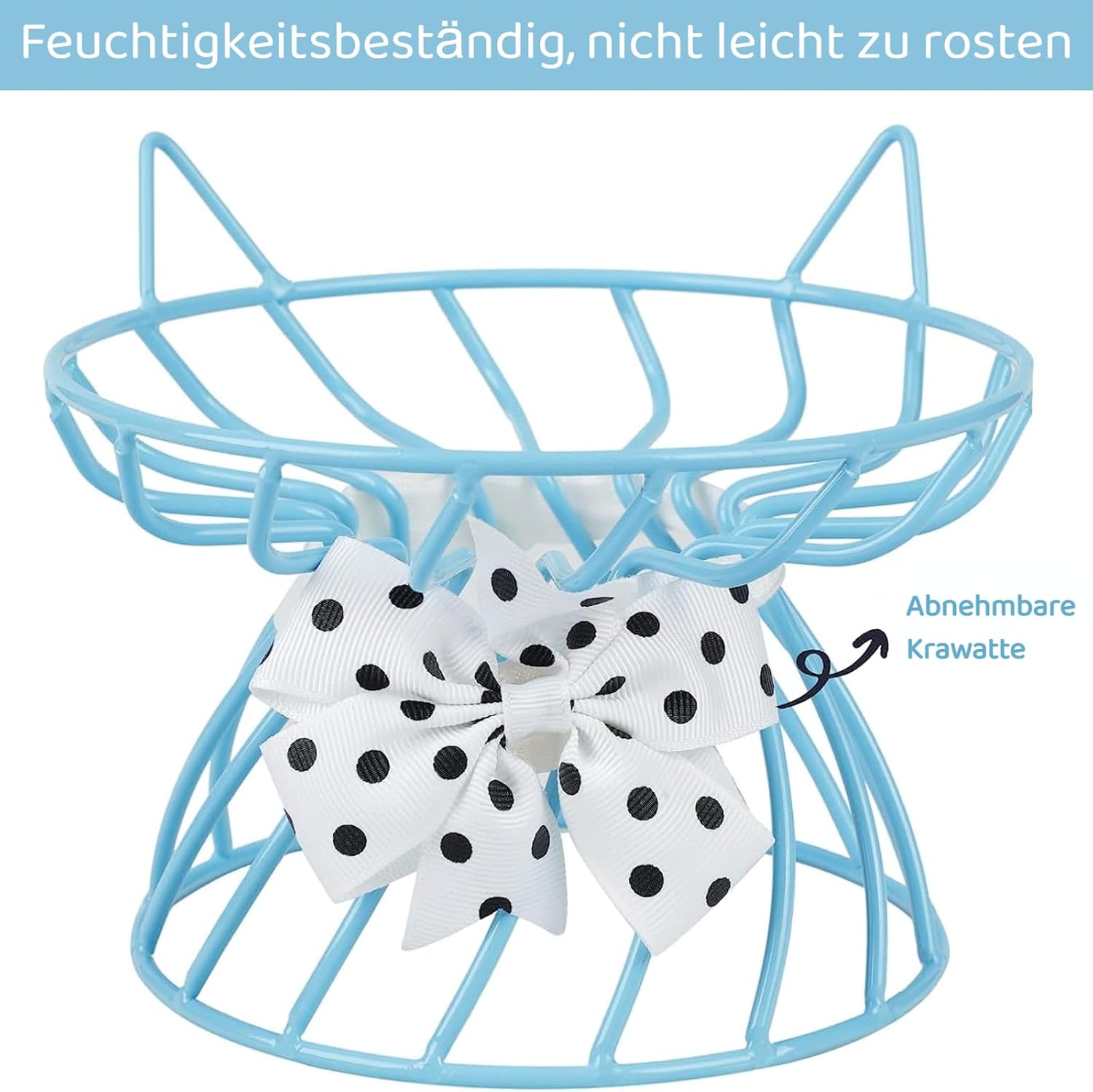 Dorakitten Elevated Cat Ceramic Bowls: Raised Cat Food Bowl, Cute Cat Feeder Bowl Stand, Food & Water Anti Vomiting Shallow Ceramic Cat Dish, with Non-Slip Mat Pet Bowl for All Cat (Blue)
