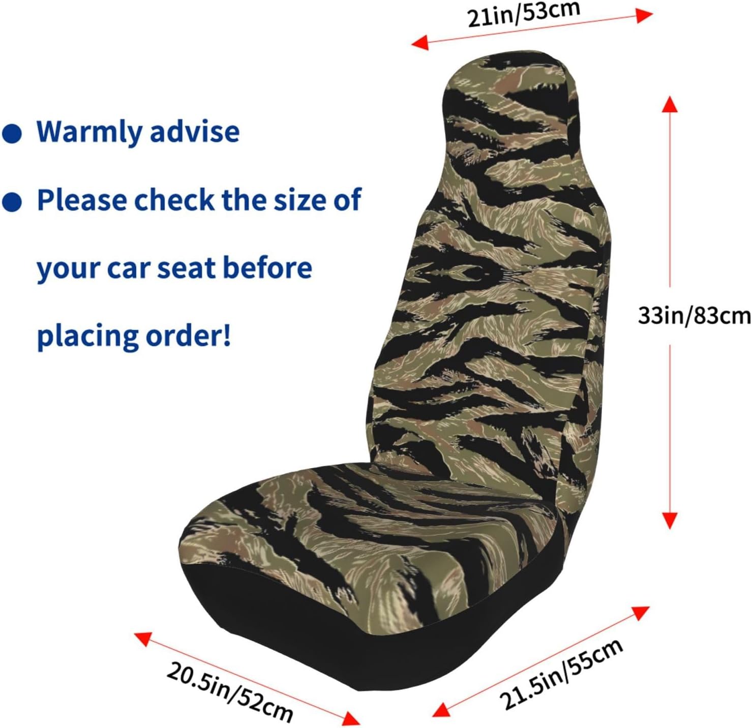 Tiger Stripe Camo 2 PCS Premium Car Seat Covers â€“ Comfortable Automotive Vehicle Seat Cover, Print Front Auto Seats for Sedan, SUV, Truck