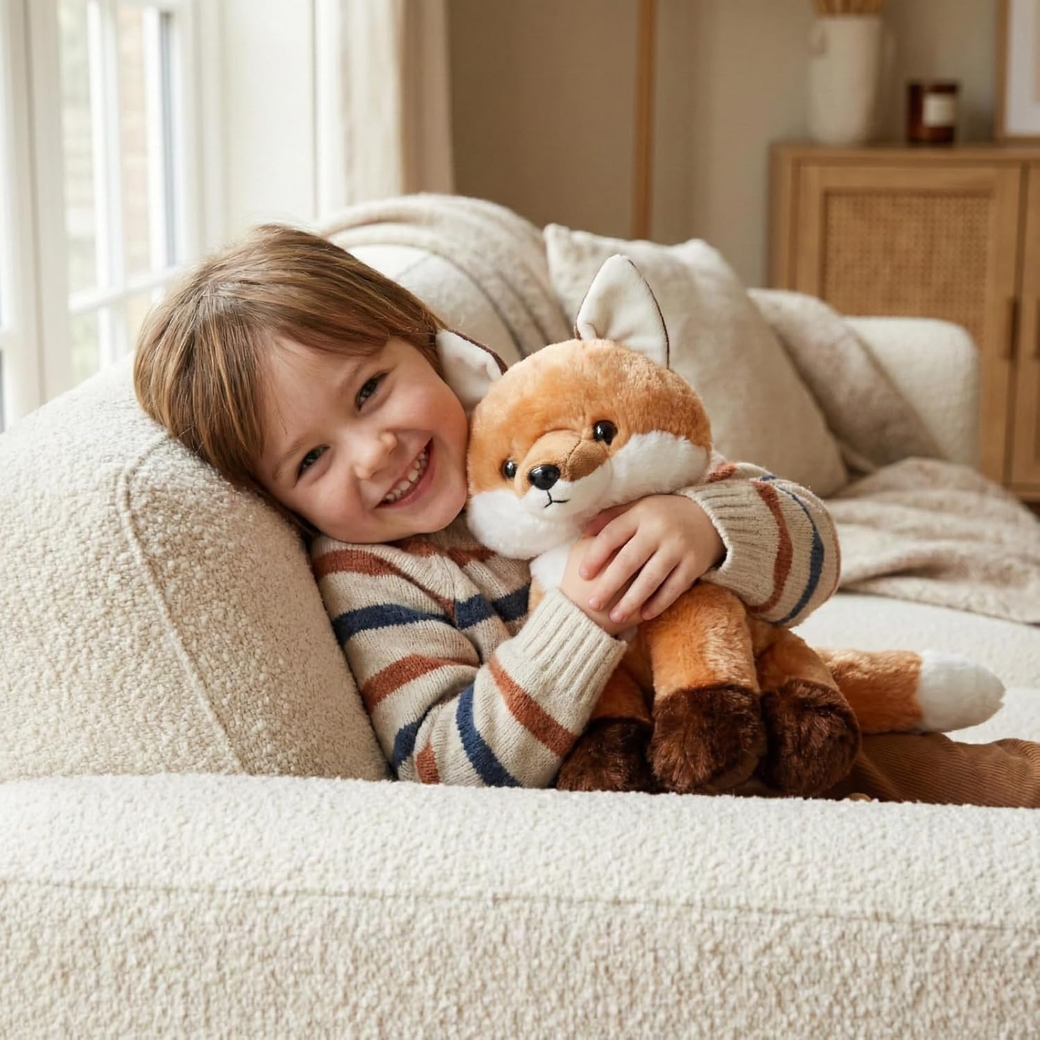 WEIGEDU Cute Red Fox Stuffed Animal Plush Toy with Big Soft Tail for Kids Boys Girls Birthday Bedtime Gift, 13 inches