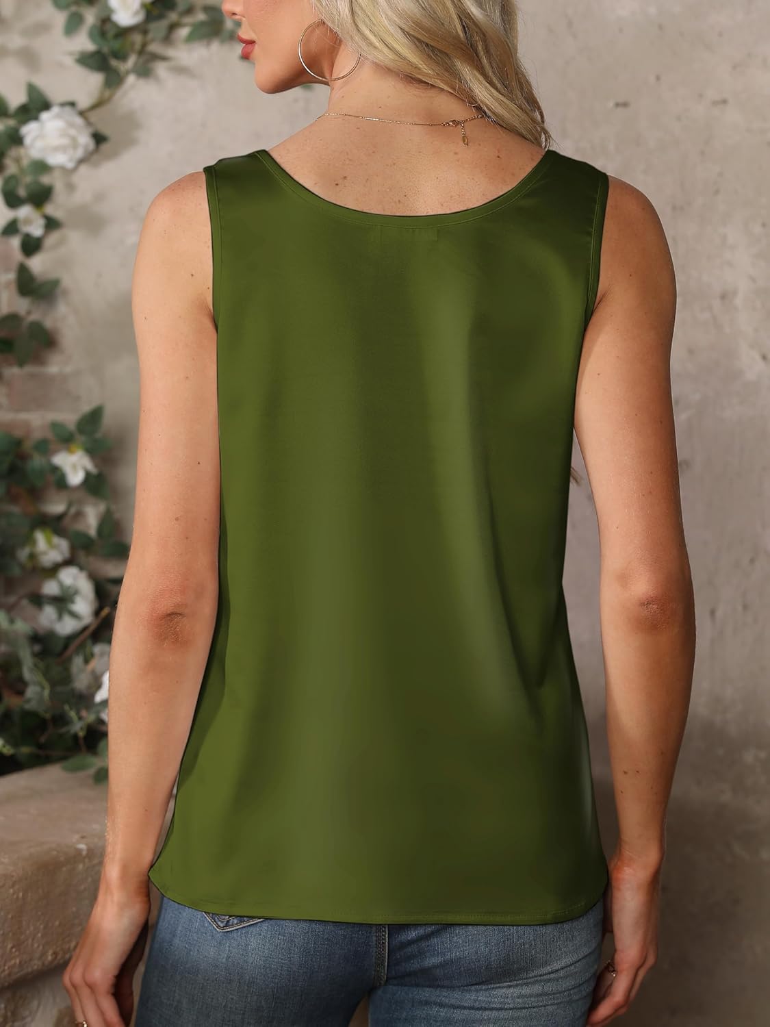 Mawor Silk Satin Tank Top for Women Summer Camisole 2025 Sleeveless Blouse Dressy Casual Shirt Outfits - Image 4