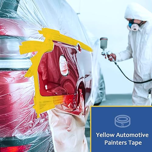 Miniatura 5 de Cinta adhesiva amarilla para pintores, 1 pulgada x 60 yardas x 5 rollos (300 yardas en total) - Cinta adhesiva mediana para pintura, etiquetado,
