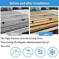 Vista 6 de Cinta de vigueta de cubierta de 2 x 50 pies, cinta adhesiva de butilo para cubierta, impermeable y resistente a la intemperie, cinta intermitente