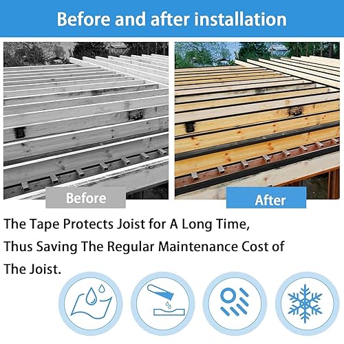 Miniatura 6 de Cinta de vigueta de cubierta de 2 x 50 pies, cinta adhesiva de butilo para cubierta, impermeable y resistente a la intemperie, cinta intermitente