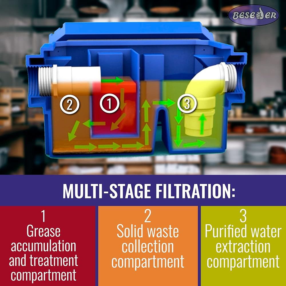 Grease Trap, Home Grease Trap For Kitchen Sink, Under Sink Grease Trap, Small Grease Trap, Grease Interceptor, For Food Truck Canteen Kitchen Wastewater(60cm/24in