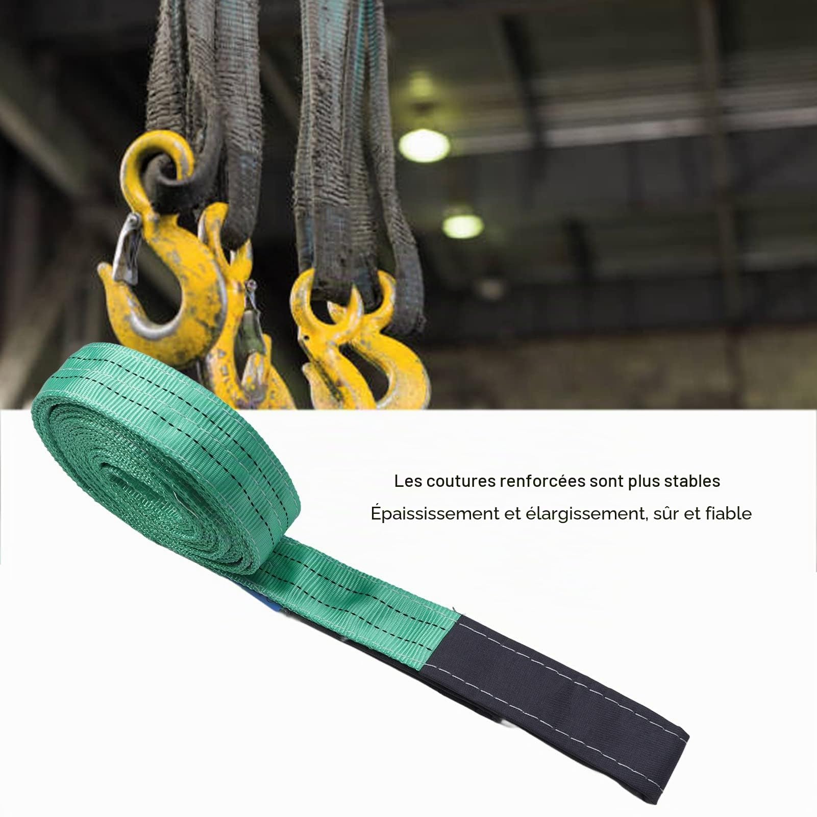 Tyenaza Sangle D'élingue De Levage, 6M 2T, Boucle Renforcée, Sangle De Levage De Gréement en Polyester Haute Résistance, pour la Construction, Sangle De Levage De Bateau