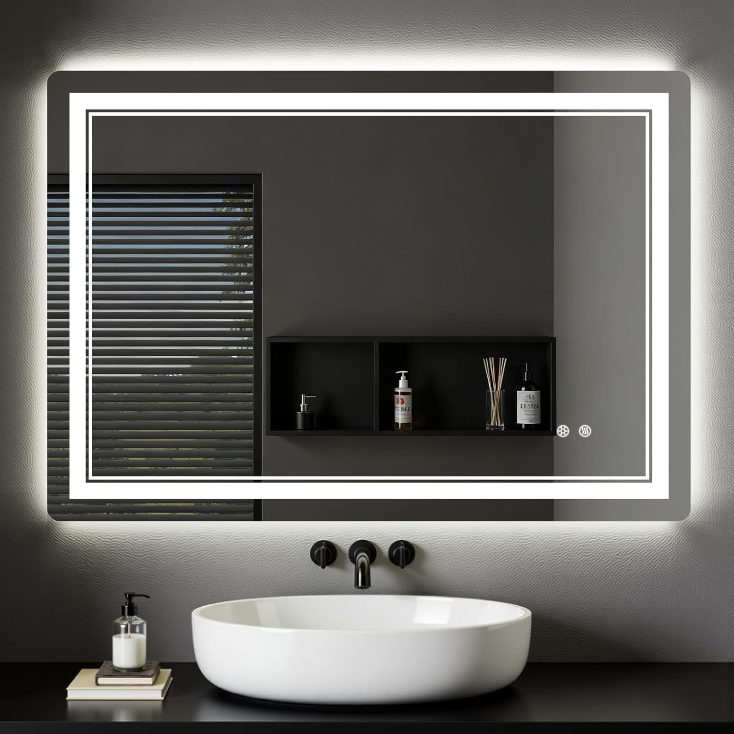 Specchio Bagno con Luce LED 80x60cm, Specchio da Parete, Vetro Temperato | Specchi con Led 3 Temperature Colore, Specchiera Bagno Retroilluminato, Interruttore Touch, IP44, Funzione Memory