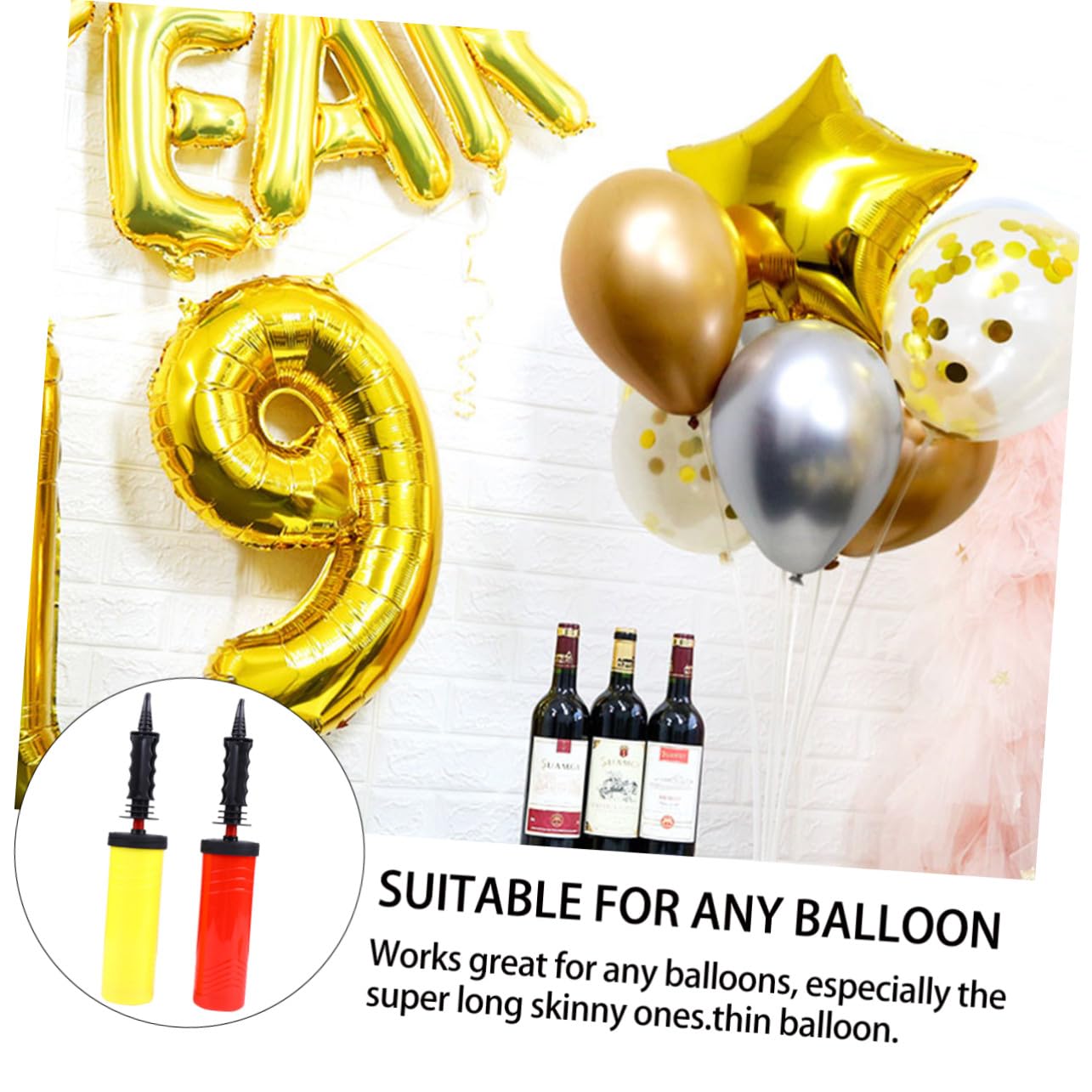 Gadpiparty 2 Set Di Pompa A Mano Per Gonfiaggio Palloncini Pompa Ad Aria Portatile Per Giocattoli Leggera Facile Per Palloncini 2 Pezzi*2