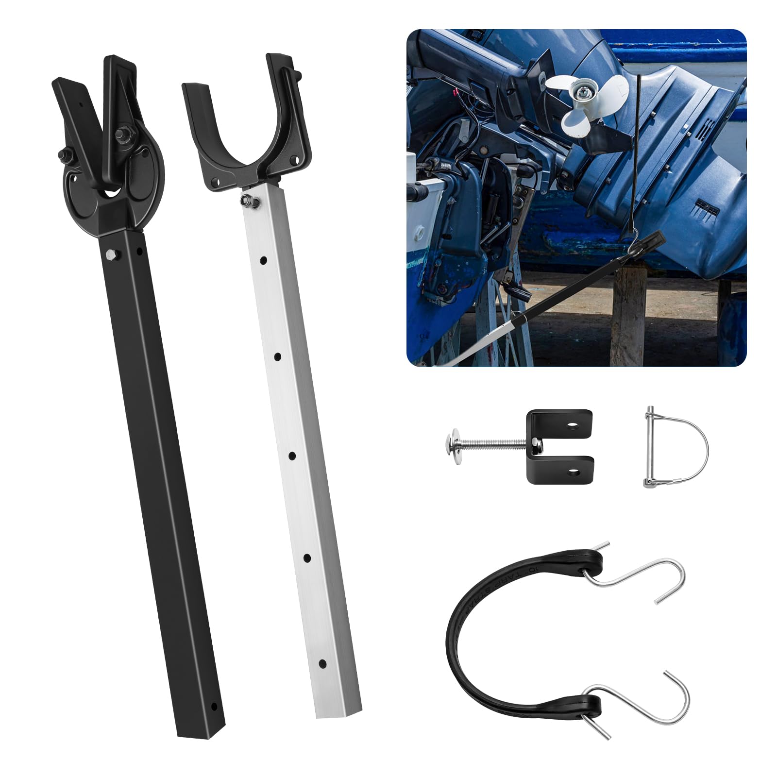 AHIER Adjustable Boat Transom Saver, Transom Savers for Outboard Motor Support, Outboard Motor Support with Heavy Duty Composite Head for Holding