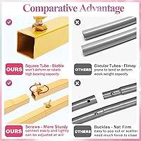 Vista 2 de Fomcet Arco de Boda de Metal Dorado de 6 Pies x 2.6 Pies Soporte de Fondo Marco Arqueado de Globos para Ceremonia Fiesta de Cumpleaños Graduación